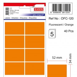 Etichete Autoadezive Color, 34 X 52 Mm, 40 Buc/set, Tanex - Orange Fluorescent