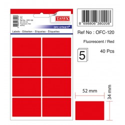 Etichete Autoadezive Color, 34 X 52 Mm, 40 Buc/set, Tanex - Rosu Fluorescent Etichete Autoadezive Color, 34 X 52 Mm, 40 Buc/set, Tanex - Rosu Fluorescent