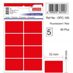 Etichete Autoadezive Color, 34 X 52 Mm, 40 Buc/set, Tanex - Rosu Fluorescent