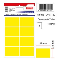 Etichete Autoadezive Color, 34 X 52 Mm, 40 Buc/set, Tanex - Galben Fluorescent Etichete Autoadezive Color, 34 X 52 Mm, 40 Buc/set, Tanex - Galben Fluorescent