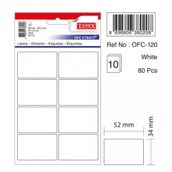 Etichete Autoadezive Albe, 34 X 52 Mm, 80 Buc/set, Tanex Etichete Autoadezive Albe, 34 X 52 Mm, 80 Buc/set, Tanex