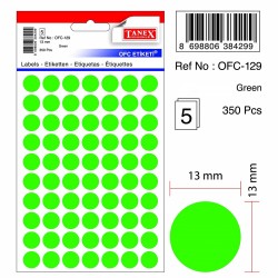 Etichete Autoadezive Color, D13 Mm, 350 Buc/set, Tanex - Verde