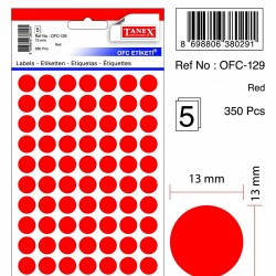 Etichete Autoadezive Color, D13 Mm, 350 Buc/set, Tanex - Rosu