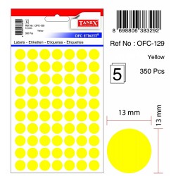 Etichete Autoadezive Color, D13 Mm, 350 Buc/set, Tanex - Galben Etichete Autoadezive Color, D13 Mm, 350 Buc/set, Tanex - Galben