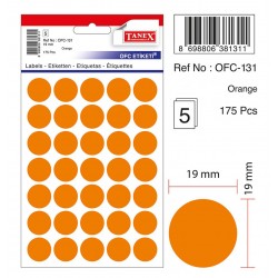 Etichete Autoadezive Color, D16 Mm, 240 Buc/set, Tanex - Orange Etichete Autoadezive Color, D16 Mm, 240 Buc/set, Tanex - Orange