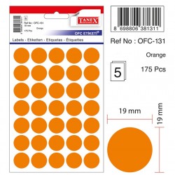 Etichete Autoadezive Color, D16 Mm, 240 Buc/set, Tanex - Orange