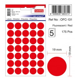 Etichete Autoadezive Color, D19 Mm, 175 Buc/set, Tanex - Rosu Etichete Autoadezive Color, D19 Mm, 175 Buc/set, Tanex - Rosu