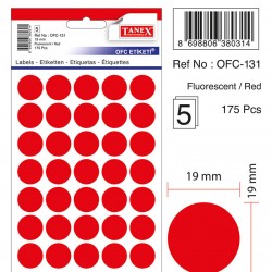 Etichete Autoadezive Color, D19 Mm, 175 Buc/set, Tanex - Rosu