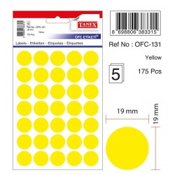 Etichete Autoadezive Color, D19 Mm, 175 Buc/set, Tanex - Galben Etichete Autoadezive Color, D19 Mm, 175 Buc/set, Tanex - Galben