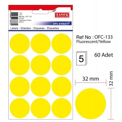 Etichete Autoadezive Color, D32 Mm, 60 Buc/set, Tanex - Galben Etichete Autoadezive Color, D32 Mm, 60 Buc/set, Tanex - Galben