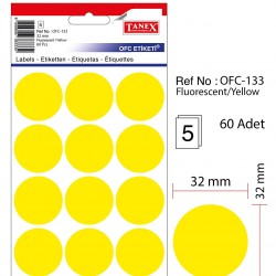 Etichete Autoadezive Color, D32 Mm, 60 Buc/set, Tanex - Galben