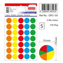 Etichete Autoadezive Color Mix, D19 Mm, 175 Buc/set, Tanex - Culori Asortate Etichete Autoadezive Color Mix, D19 Mm, 175 Buc/set, Tanex - Culori Asortate