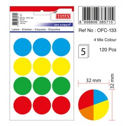 Etichete Autoadezive Color Mix, D32 Mm, 60 Buc/set, Tanex - Culori Asortate Etichete Autoadezive Color Mix, D32 Mm, 60 Buc/set, Tanex - Culori Asortate