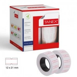 Etichete De Pret, 21 X 12 Mm, Adeziv Permanent, 800buc/rola, 6 Role/set, Tanex - Albe Etichete De Pret, 21 X 12 Mm, Adeziv Permanent, 800buc/rola, 6 Role/set, Tanex - Albe