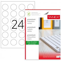 Etichete Polyester Albe, Autoadezive, Rotunde - D40mm, 24/a4, 25 Coli/top, Tanex Etichete Polyester Albe, Autoadezive, Rotunde - D40mm, 24/a4, 25 Coli/top, Tanex