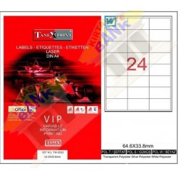 Etichete Polyester Argintii, Autoadezive, 24/a4, 64.6 X 33.8mm, 25 Coli/top, Tanex - Colturi Drepte Etichete Polyester Argintii, Autoadezive, 24/a4, 64.6 X 33.8mm, 25 Coli/top, Tanex - Colturi Drepte