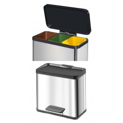 Cos Metalic Cu 3 Separatoare (11 Litri Fiecare), Pentru Reziduuri, Vepa Bins - Stainless Steel Mat Cos Metalic Cu 3 Separatoare (11 Litri Fiecare), Pentru Reziduuri, Vepa Bins - Stainless Steel Mat