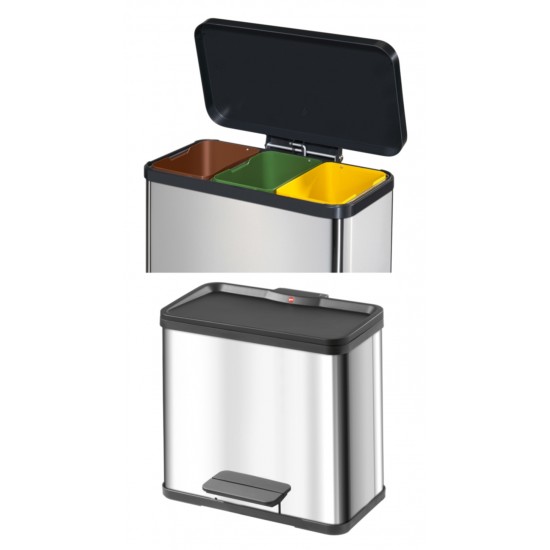 Cos Metalic Cu 3 Separatoare (11 Litri Fiecare), Pentru Reziduuri, Vepa Bins - Stainless Steel Mat