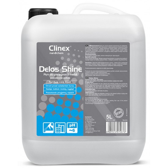 Clinex Delos Shine, 5 Litri, Cu Pulverizator, Solutie Pentru Curatare Si Stralucire Mobila