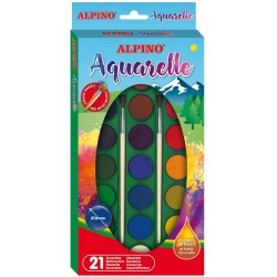 Acuarele 21 Culori/cutie + 2 Pensule Gratis, Alpino Acuarele 21 Culori/cutie + 2 Pensule Gratis, Alpino