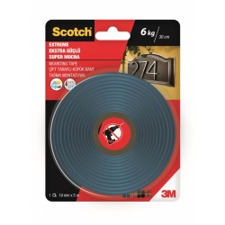 Banda Dublu Adeziva Buretata, 19mm X 5m, Pt. Interior, Sustine 2kg/30cm, 3m - Scotch - Neagra