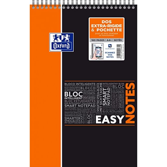 Blocnotes Cu Spirala A4+, Oxford Student Easynotes, 80 File - 90g/mp, 4 Perf., Coperta Pp - Dictando