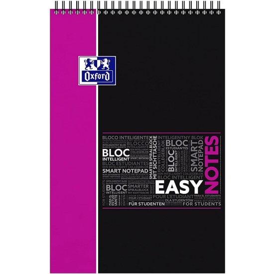 Blocnotes Cu Spirala A4+, Oxford Student Easynotes, 80 File - 90g/mp, 4 Perf., Coperta Pp - Dictando