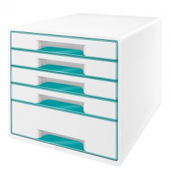Cabinet Cu Sertare Leitz Wow, 5 Sertare - Alb/turcoaz