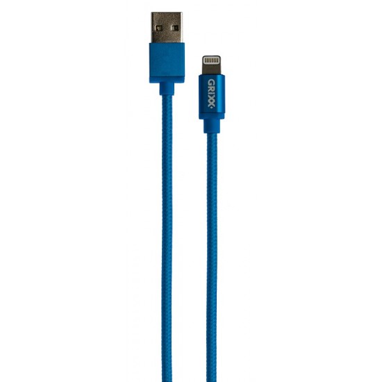 Cablu Date Grixx - 8-pin To Usb Apple Mfi License, Impletit, Lungime 1m - Albastru