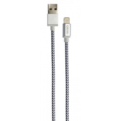 Cablu Date Grixx - 8-pin To Usb Apple Mfi License, Impletit, Lungime 1m - Gri/alb
