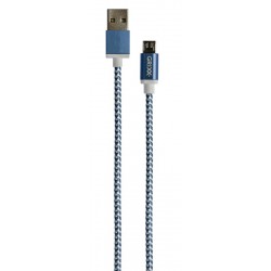 Cablu Date Grixx - Micro Usb To Usb, Impletit, Lungime 1m - Albastru/alb