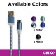 Cablu Date Grixx - Micro Usb To Usb, Impletit, Lungime 3m - Albastru/alb