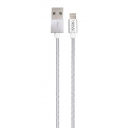 Cablu Date Grixx Optimum - 8-pin To Usb Apple Mfi License, Impletit, Lungime 1m - Alb