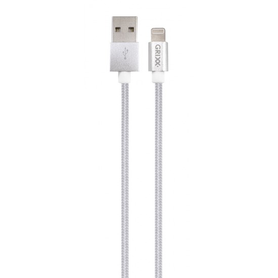 Cablu Date Grixx Optimum - 8-pin To Usb Apple Mfi License, Impletit, Lungime 1m - Alb