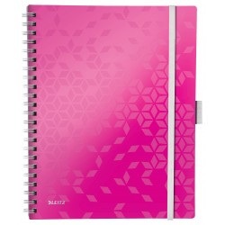 Caiet De Birou Leitz Wow Be Mobile, Pp, Fsc, Reciclabil, A4, 80 Coli, Cu Spira, Dictando, Roz