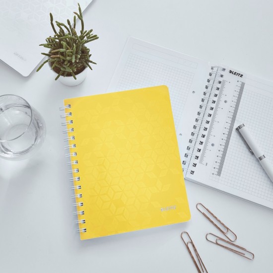 Caiet De Birou Leitz Wow, Pp, A5, 80 Coli, Cu Spira, Matematica, Galben