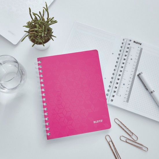 Caiet De Birou Leitz Wow, Pp, A5, 80 Coli, Cu Spira, Matematica, Roz
