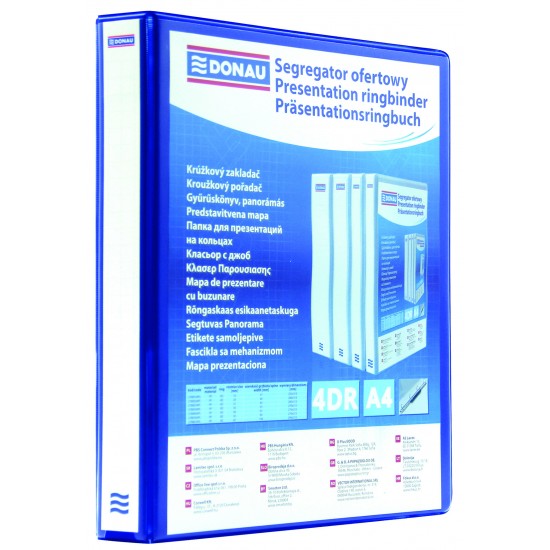 Caiet Mecanic Cu Buzunar, Plastifiat Pp, 4 Inele In "d", 40 Mm, Cotor 63 Mm, Donau - Negru