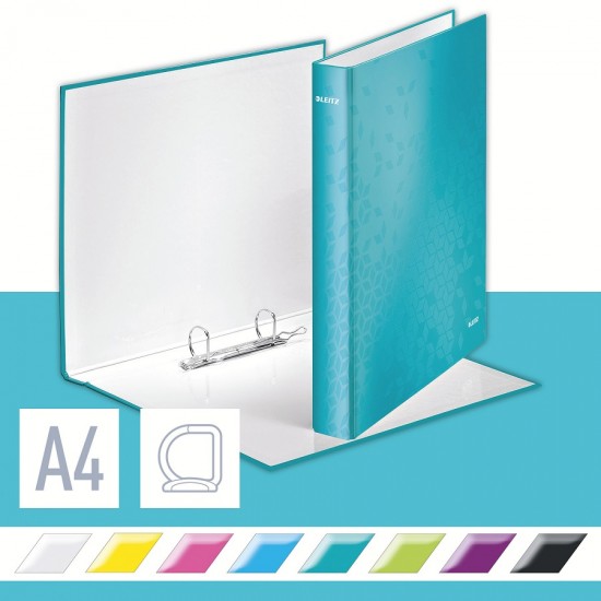 Caiet Mecanic Leitz Wow, Carton Laminat, A4, Mecanism 2dr, Inel 25 Mm, Turcoaz