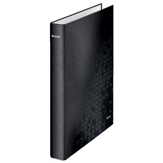Caiet Mecanic Leitz Wow, Carton Laminat, Partial Reciclat, Fsc, A4, Mecanism 4dr, Inel 25 Mm, Negru