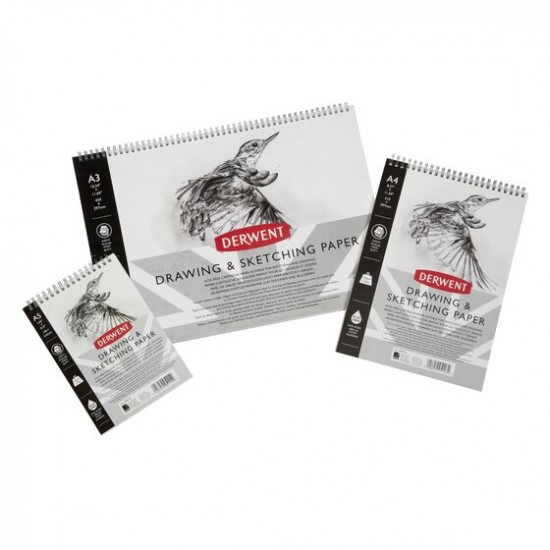Caiet Pentru Schite Si Desen Derwent Professional, A4, Cu Spira, 30 Coli, 165 Gsm, Hartie Alba