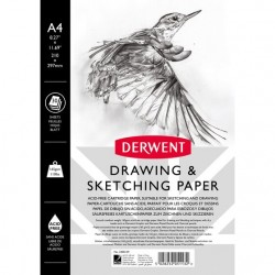 Caiet Pentru Schite Si Desen Derwent Professional, A4, Cu Spira, 30 Coli, 165 Gsm, Hartie Alba