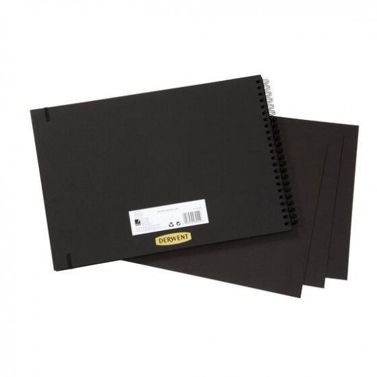 Caiet Pentru Schite Si Desen Derwent Professional, A3, Cu Spira, 40 Coli, 200 Gsm, Hartie Neagra, Ne