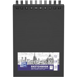 Caiet Pentru Schite A5, Oxford Sketchbook, 96 File-100g/mp, Coperta Carton Rigida - Negru