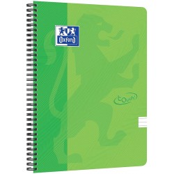 Caiet Cu Spirala A4, Oxford School Touch , 70 File-90g/mp, 4 Perf, Coperta Carton Verde Lime - Dicta