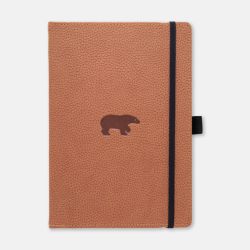 Caiet Cu Elastic, A5+, 96 File-100g/mp-cream, Coperti Rigide Maron, Dingbats Bear - Cu Puncte