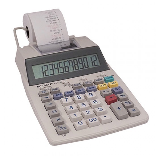 Calculator Cu Banda, 12 Digits, 230 X 150 X 52 Mm, Sharp El-1750v - Alb