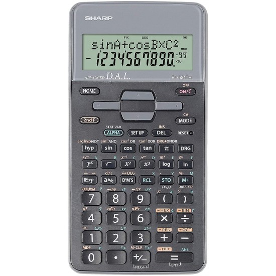 Calculator Stiintific, 10 Digits, 273 Functii, 161x80x15mm, Dual Power, Sharp El-531thbgr-negru/gri