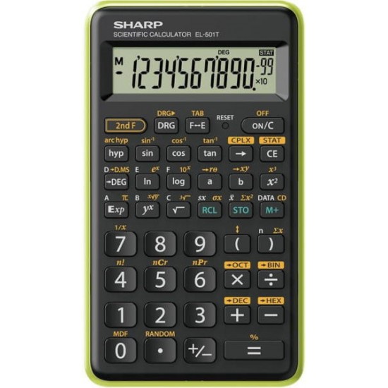 Calculator Stiintific, 10 Digits, 131 Functii, 144 X 75 X 10 Mm, Sharp El-501tbgr - Negru/verde