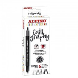 Marker Cu 2 Capete, Pentru Caligrafie, Varf Fine/tip Pensula, 6 Culori/set, Alpino Color Experience Marker Cu 2 Capete, Pentru Caligrafie, Varf Fine/tip Pensula, 6 Culori/set, Alpino Color Experience